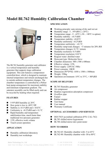 BL762 Humidity Calibration Chamber