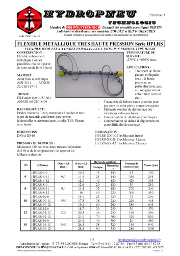 VERY HIGH STAINLESS STEEL PRESSURE HOSE Serie HPLRS