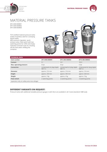 MATERIAL PRESSURE TANKS 5 LITERS