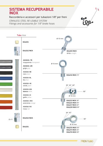 STAINLESS STEEL RE-USABLE SYSTEM Fittings and accessories for 1/8” brake hoses