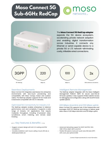 Moso Connect 5G  Sub-6GHz RedCap