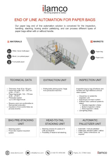 ILAMCO END OF LINE AUTOMATION FOR PAPER BAGS