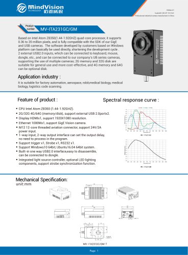 MV-ITA231GC GM 2.3MP Smart Industrial Camera with Global Shutter and Advanced Vision Features