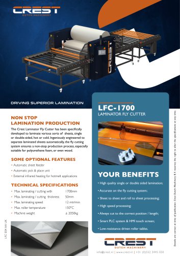 Crest Datasheet Laminator Fly Cutter