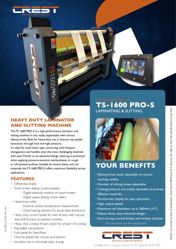 Crest Datasheet TS-1600 PRO-S