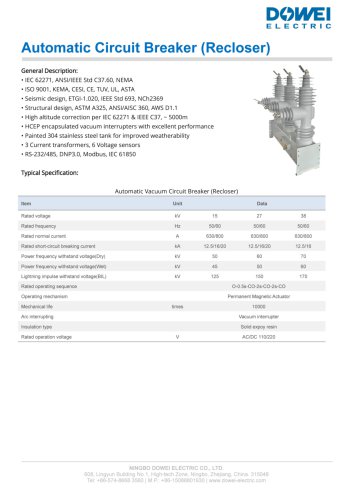 Automatic Circuit Breaker (Recloser)