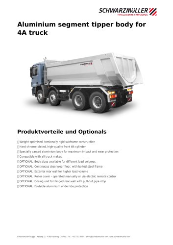 Aluminium segment tipper body for 4A truck