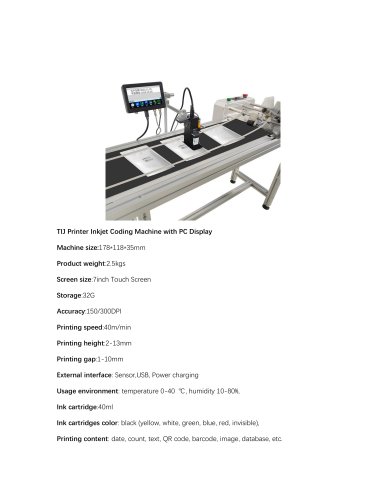 TIJ Printer Inkjet Coding Machine with PC Display