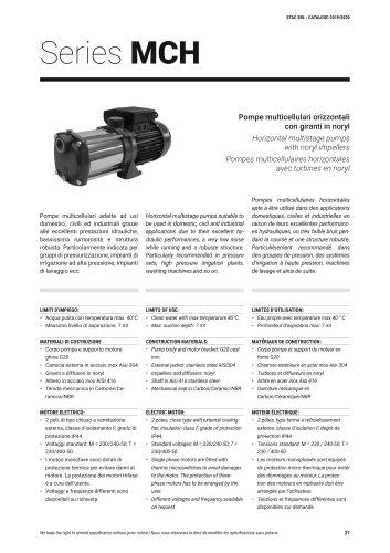 Horizontal multistage pumps MCH