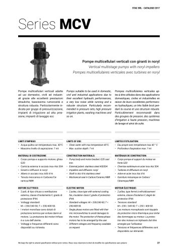 Multistage vertical pumps MCV