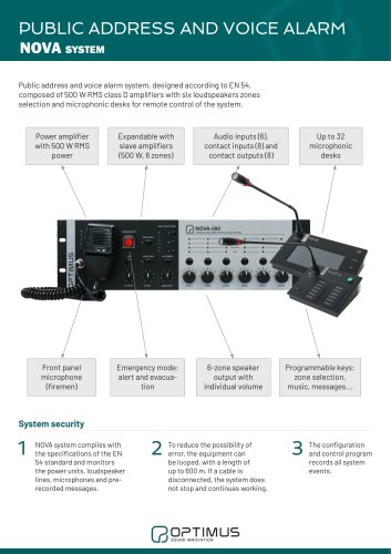 NOVA SYSTEM PUBLIC ADDRESS AND VOICE ALARM