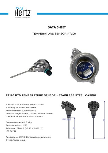DATA SHEET TEMPERATURE SENSOR PT100