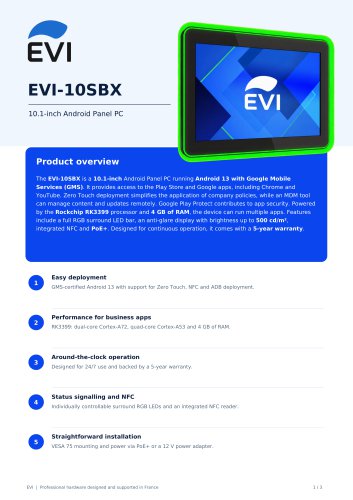 EVI-10SBX - 10.1&Prime; Android tablet with GMS, PoE+ and a 5-year warranty