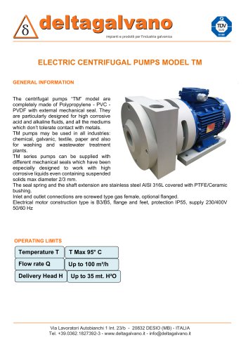 ELECTRIC CENTRIFUGAL PUMPS MODEL TM