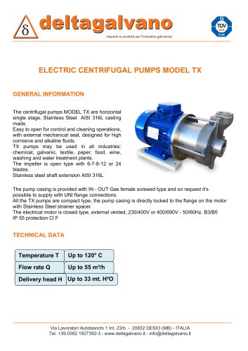 ELECTRIC CENTRIFUGAL PUMPS MODEL TX