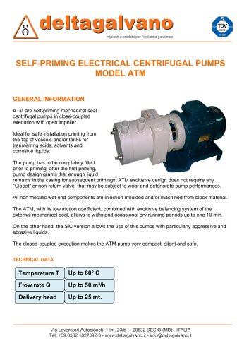 SELF-PRIMING ELECTRICAL CENTRIFUGAL PUMPS MODEL ATM