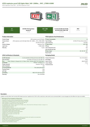 ATEX explosion proof LED lights Watt, 540-1,080lm, , IP67, ,2700K-6500K