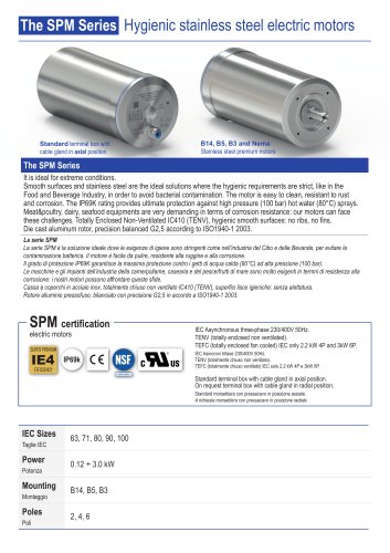 The SPM Series  Hygienic stainless steel electric motors
