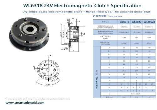 WL6318 Industrial 24V Electromagnetic Clutch Guide
