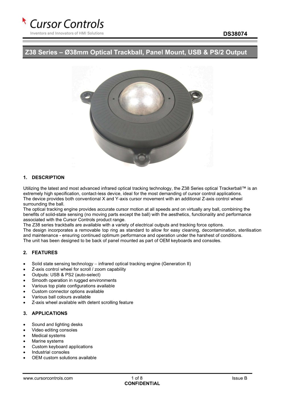 Z38 Trackball - Cursor Controls