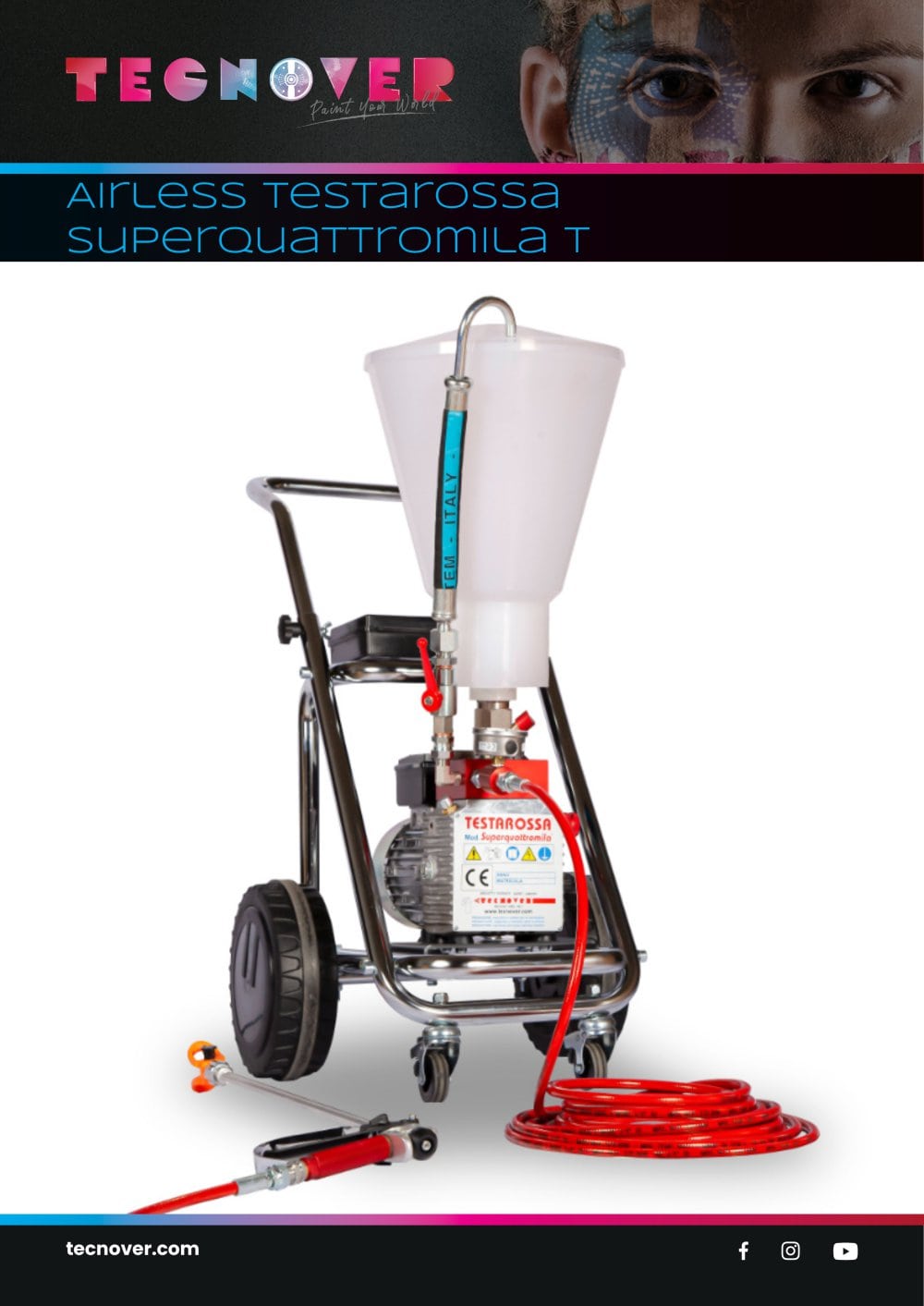 TECNOVER Testarossa Superquattromila Airless Paint Sprayer with hopper - Tecnover s.n.c. di Ricotti e Cera