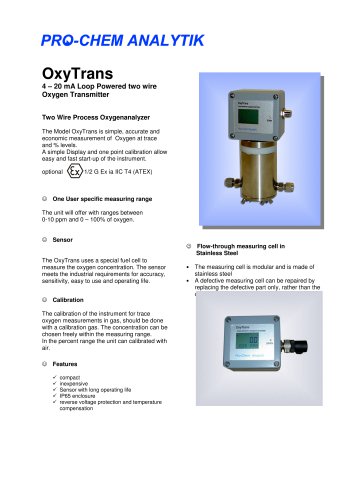Product data sheet OxyTrans I