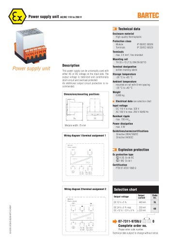 Power supply unit AC/DC 110 up to 250 V