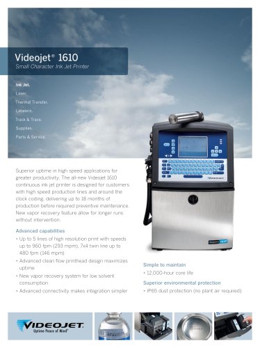 Videojet 1610 Datasheet