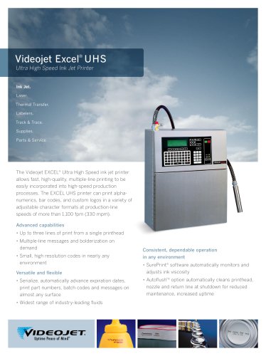 Videojet Excel UHS Ultra High Speed Ink Jet Printer