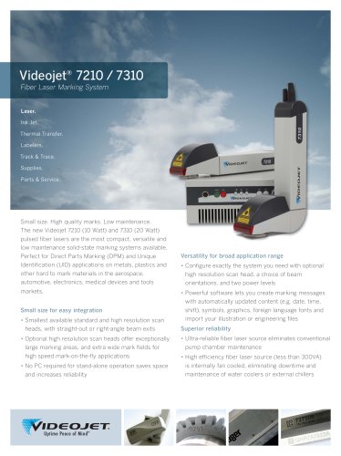 Videojet Fibre Laser 7310 and 7210