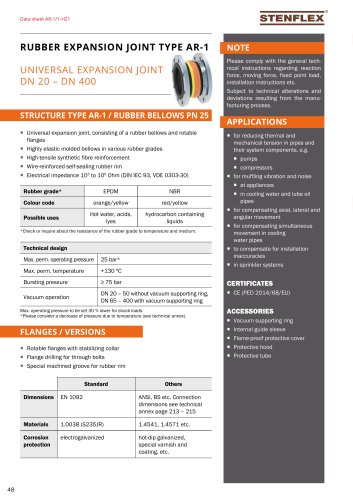 RUBBER EXPANSION JOINT TYPE AR-1