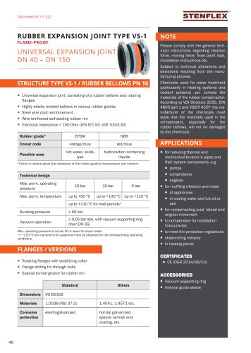 RUBBER EXPANSION JOINT TYPE VS-1