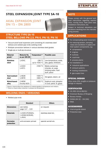 STEEL EXPANSION JOINT TYPE SA 10