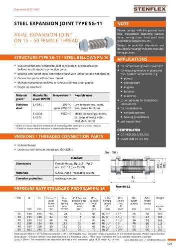 STEEL EXPANSION JOINT TYPE SG-11