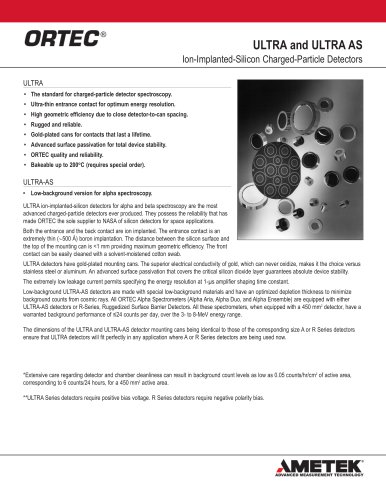 ULTRA and ULTRA AS Ion Implanted Silicon Radiation Detectors