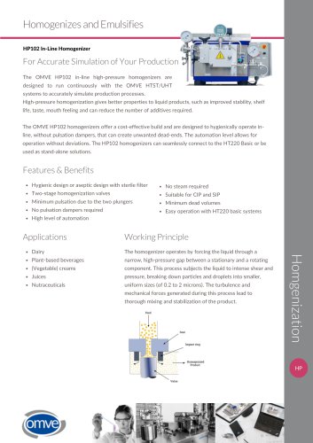 OMVE HP102 Homogenizer
