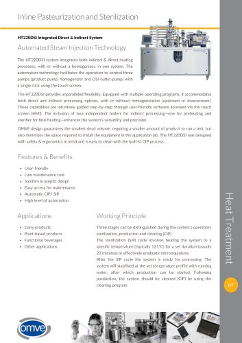 OMVE HT220DSI Laboratory UHT/HTST system