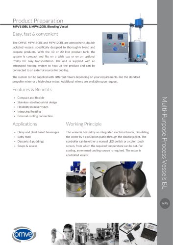 OMVE MPV110BL & MPV120BL Blending Vessels