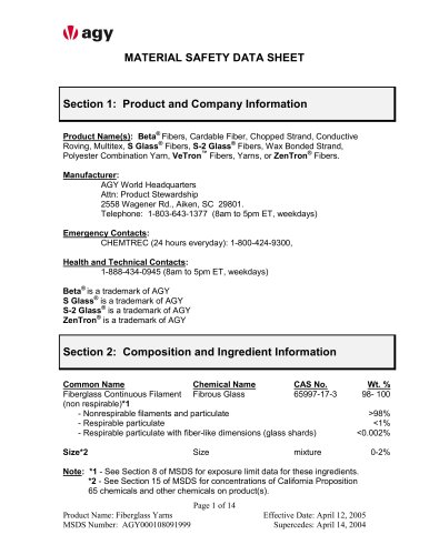 MATERIAL SAFETY DATA SHEET