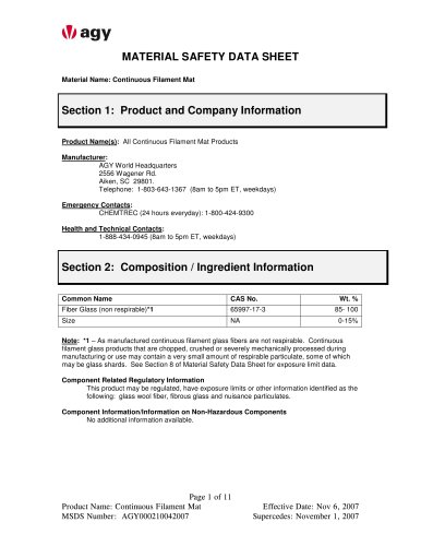 MATERIAL SAFETY DATA SHEET