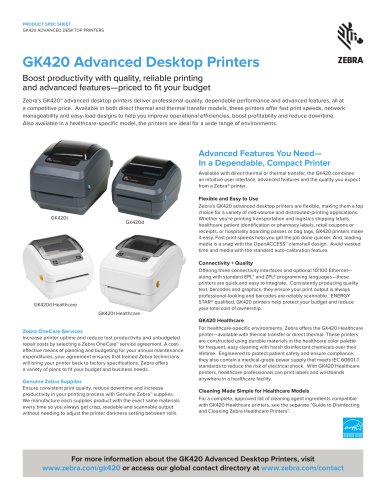 GK420 Advanced Desktop Printers