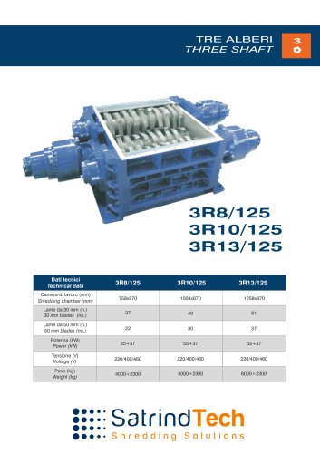 THREE SHAFT-SHREDDER-3R 125-HP SERIES-SATRINDTECH SRL