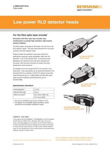 Data sheet: Low power RLD detector heads