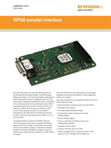 Data sheet: RPI30 parallel interface