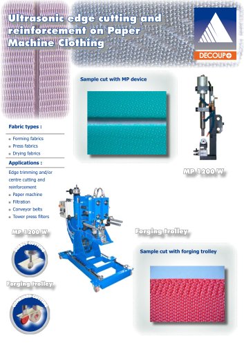 Ultrasonic edge cutting and reinforcement on Paper Machine Clothing