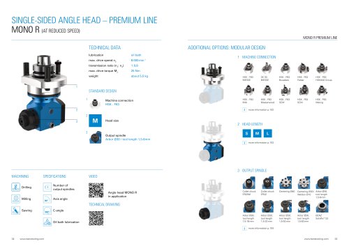Product sheet: Single sided angle head BENZ MONO R at reduced speed