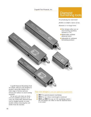 Diamond Burnishing Tools Selection and Specifications Guide