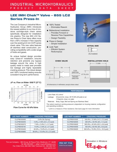 Chek Valve - 855 LC2 Series Press-In