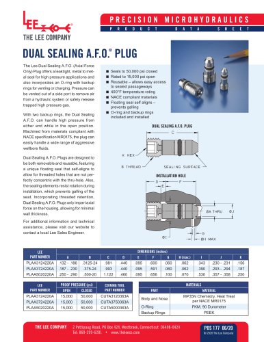 Dual Sealing AFO Plug