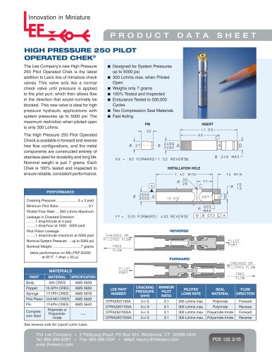 HIGH PRESSURE 250 PILOT OPERATED CHEK®